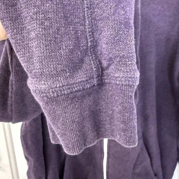 Vince Waffle Knit Thermal Lined Zip Hoodie Dark Purple Long Sleeve Mens Sz Large - Picture 6 of 10
